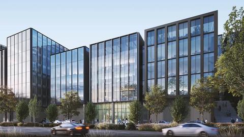 Aljada CBD, Sharjah: office buildings on the boulevard (Arada's render)