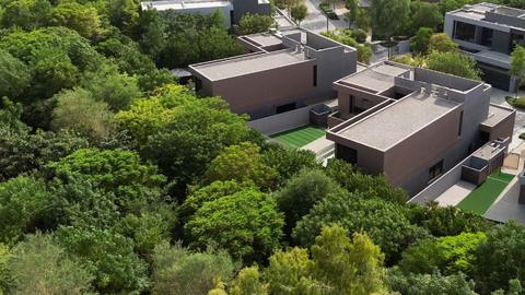 Masaar 3, Sharjah: homes among the trees, from above (Arada's render)
